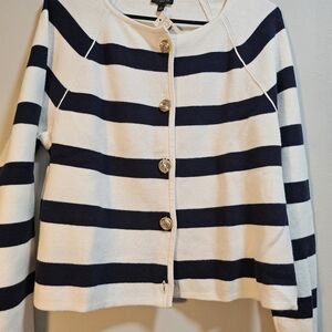 Striped Navy and White Cardigan